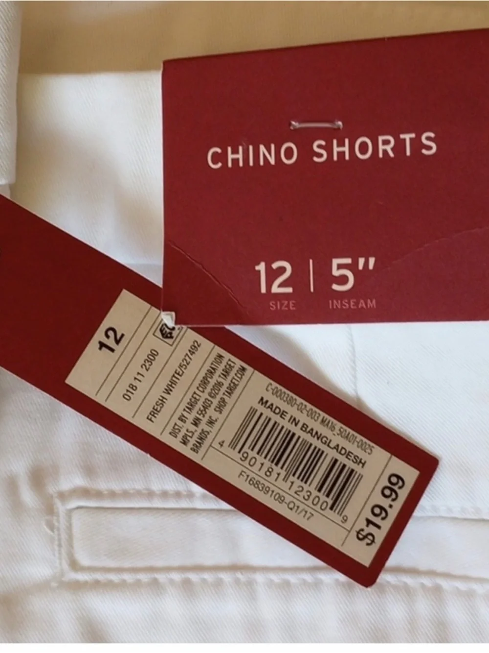 NWT Merona Chino Shorts size 12 White 5" Inseam - Picture 4 of 6